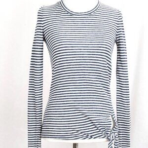 Madewell Women's Size XXS White/Gray Striped Long Sleeves Tee Shirt Top